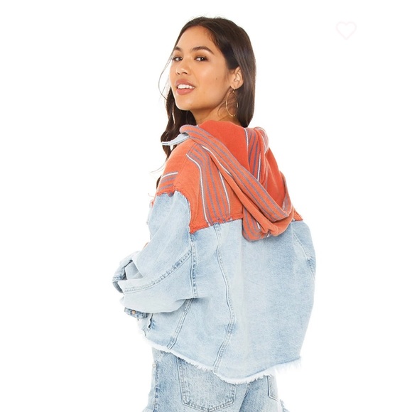 Cropped Jean Jacket with hoodie by Free People - Picture 2 of 11